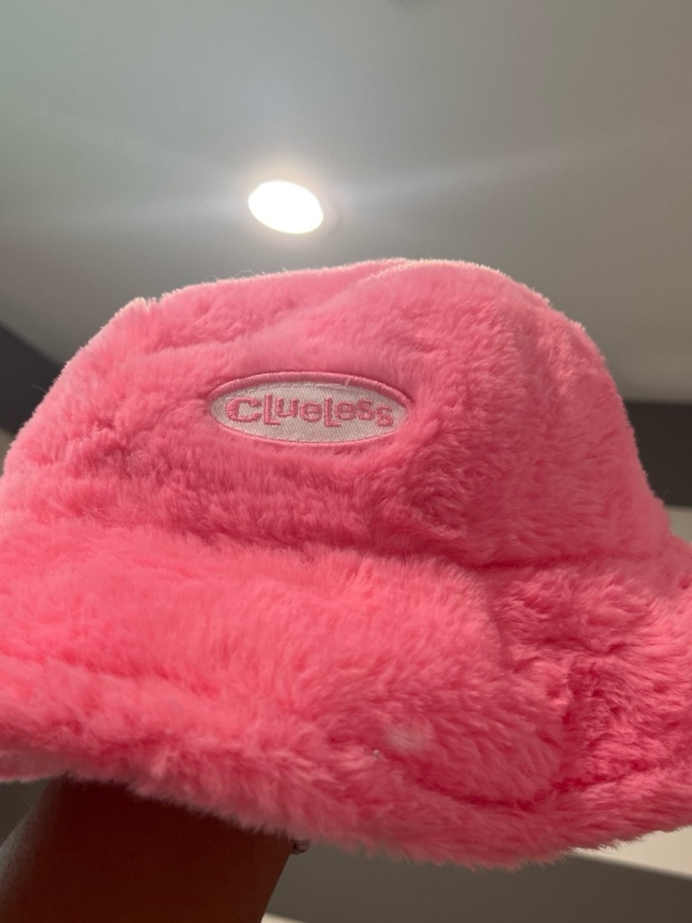 Clueless Pink Fuzzy Bucket Hat